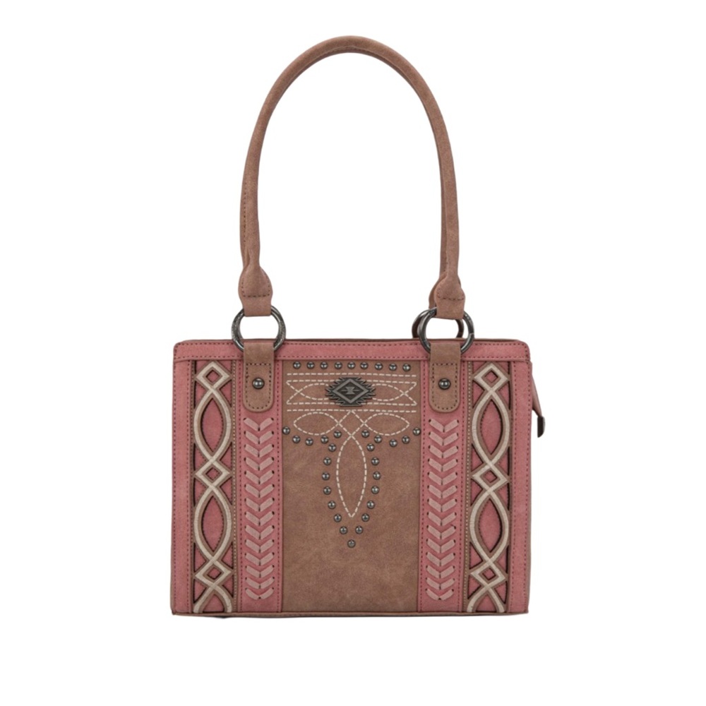 montana west cut-out embroidered concealed carry tote - pink